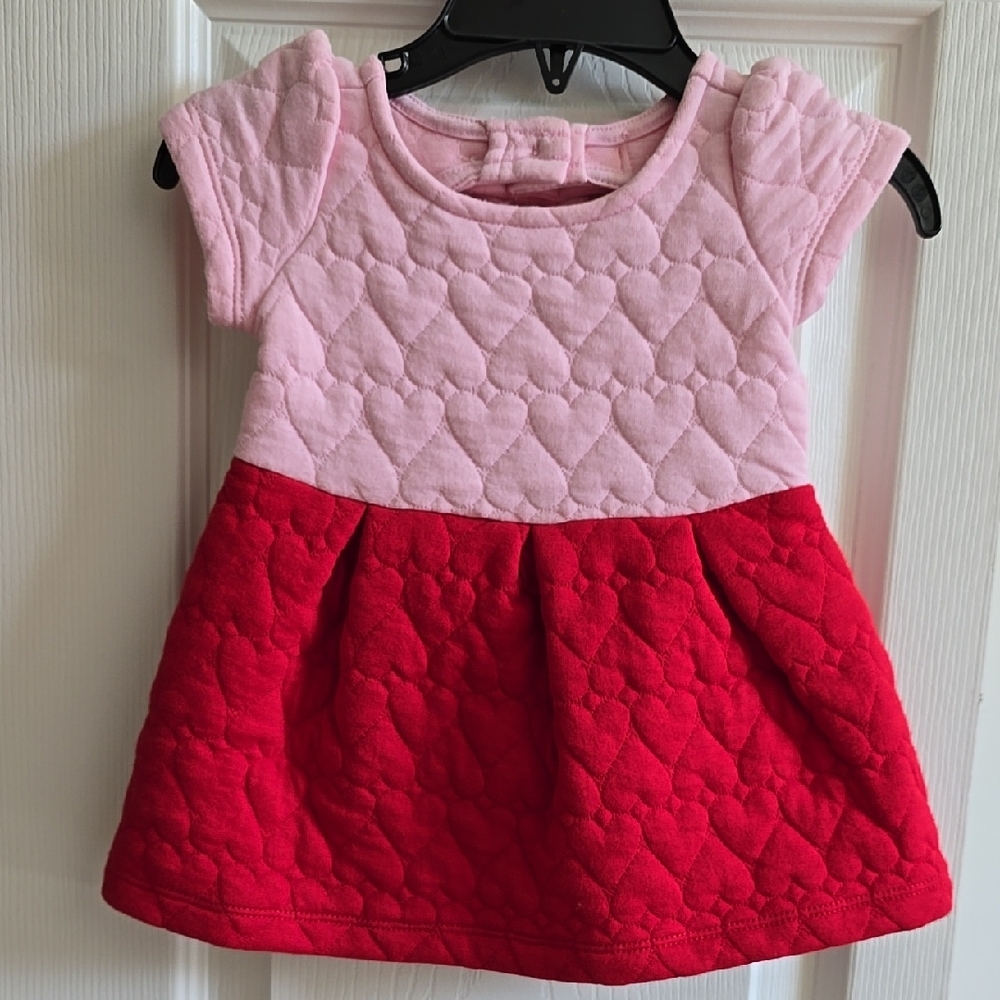 Janie and Jack Pink and Red A-line Dress with Crew Neck